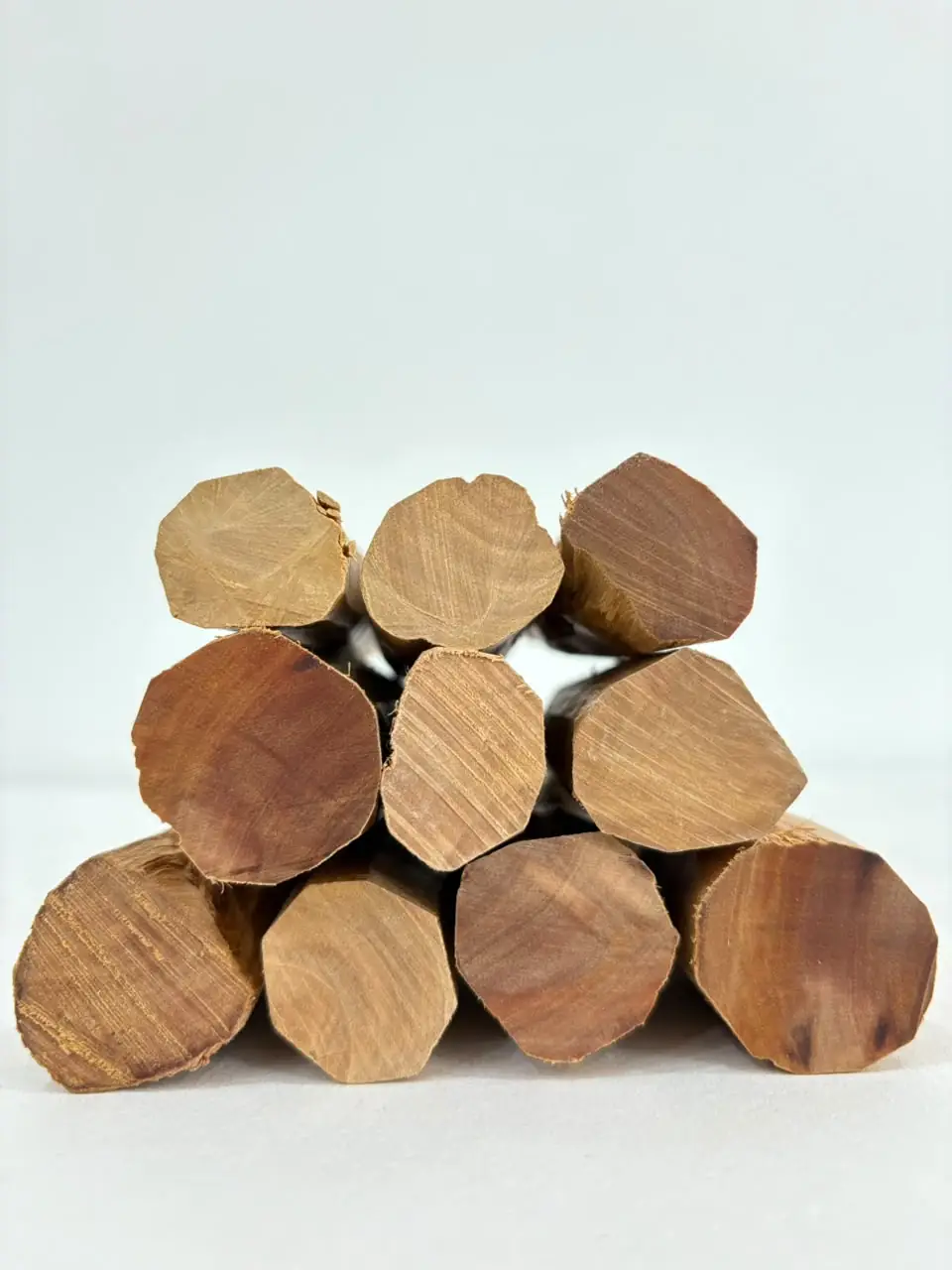 Stack of desapped Indian sandalwood heartwood logs