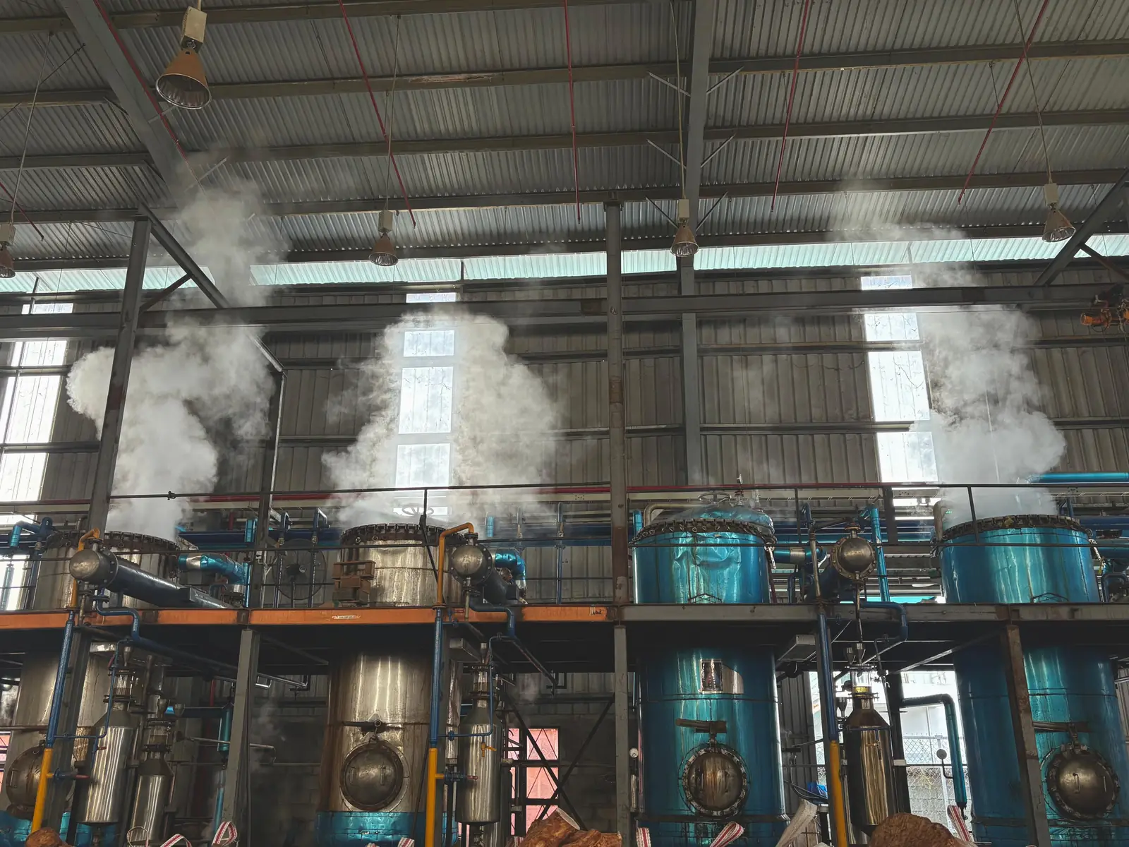 Steam rising from the stills in the Marigold distillery in Vietnam